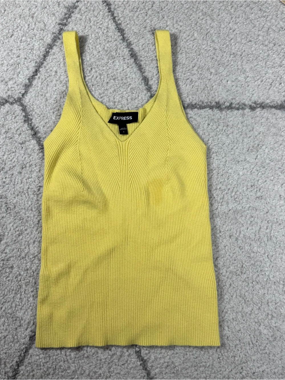 Express Women's Yellow Ribbed Tank Top